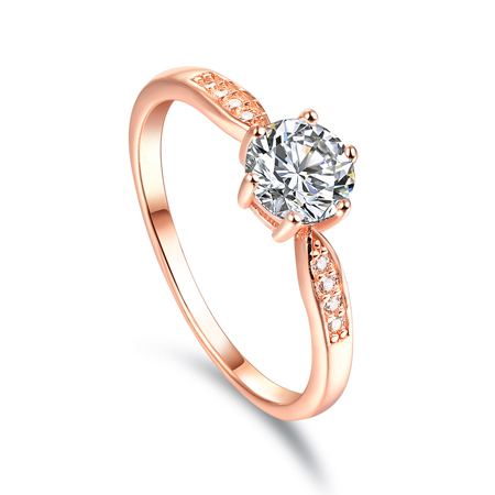 1 CT 6 Prong Rose Gold Engagement Ring in Sterling Silver