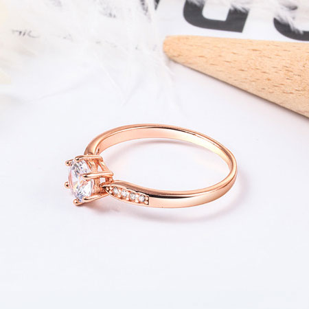 1 CT 6 Prong Rose Gold Engagement Ring in Sterling Silver