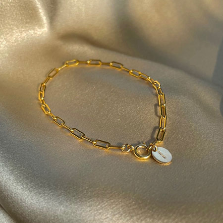 14K Gold Filled Paperclip Necklace Chain and Bracelet Set