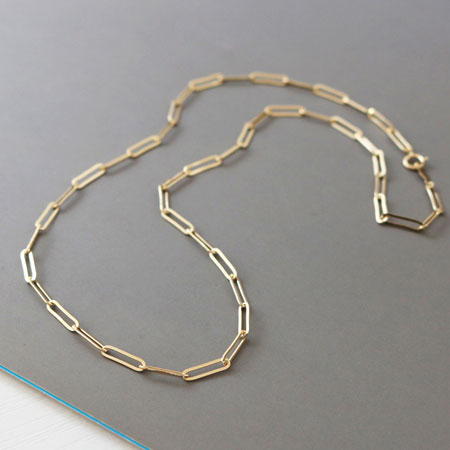 14K Gold Paperclip Chain Necklace 16 17 18 20 Inch