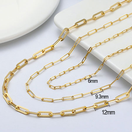 14k Gold Plated Paperclip Chain Necklace in Sterling Silver