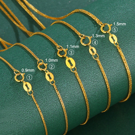 18K Gold Chopin Chain Necklace AU750 Rose White Yellow Gold
