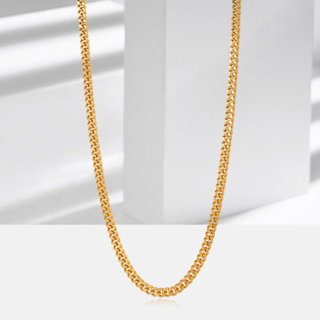 18K Gold Cuban Link Chain for Men and Women 18 20 22 24 Inch