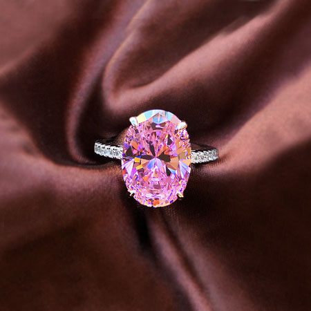 4 Carat Oval Engagement Ring Yellow White Pink Simulated Diamond Sterling Silver