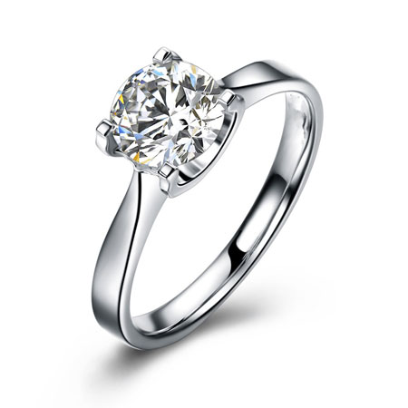 925 Silver Round Diamond 4 Prong Solitaire Engagement Ring