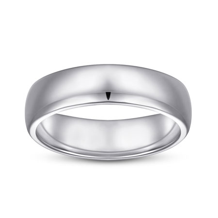 Sterling Silver Glossy Smooth Wedding Band 5MM