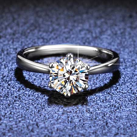 Sterling Silver 1 Carat 6 Prong Solitaire Engagement Ring