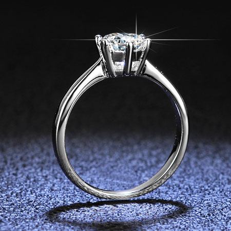Sterling Silver 1 Carat 6 Prong Solitaire Engagement Ring