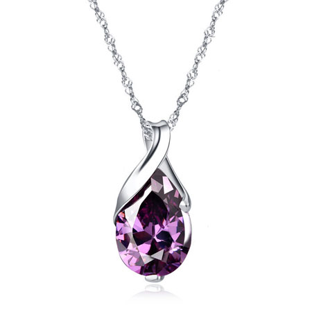 Sterling Silver Necklace with Amethyst Stone