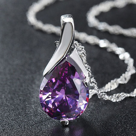 Sterling Silver Necklace with Amethyst Stone