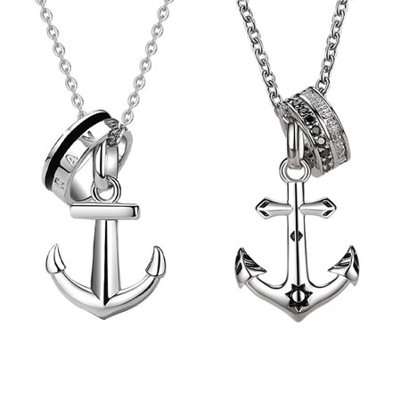 Sterling Silver Anchor Necklace for Men