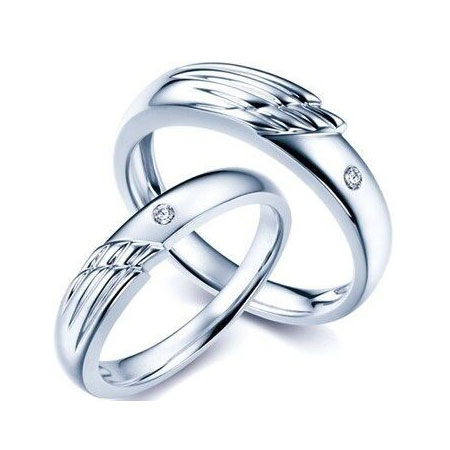 Pair of Angel Wings Rings for Couple in Sterling Silver