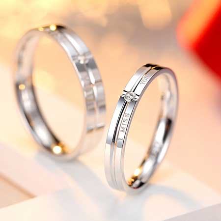 Anniversary Rings for Couples I Miss You in Sterling Silver