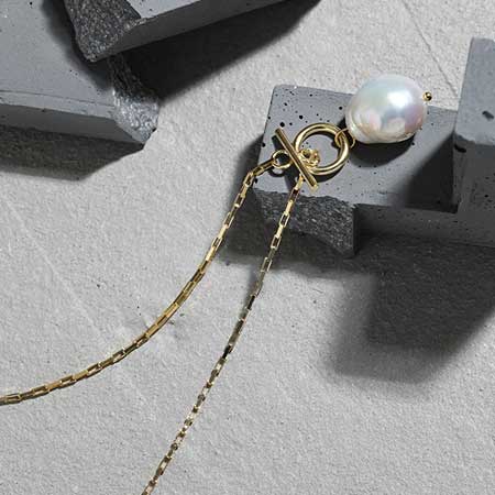 Irregular Baroque Freshwater Pearl Necklace Toggle Clasp Silver Plated Gold
