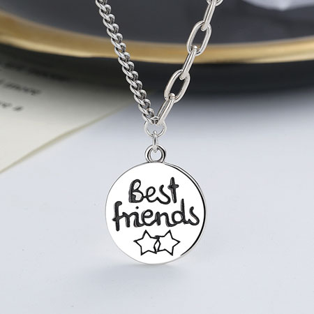Round Best Friends Necklace with Star Sterling Silver