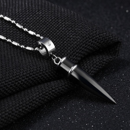 Black Bullet Urn Necklace in Titanium Steel