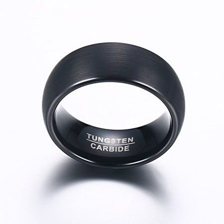 8MM Wide Tungsten Carbide Black Engagement Rings for Him