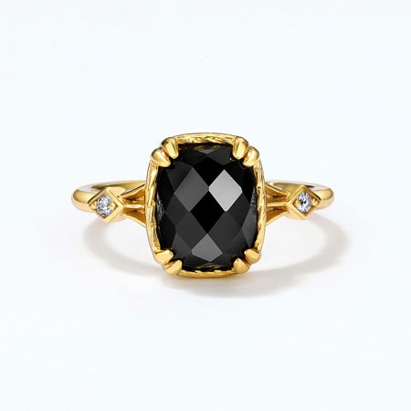 Black Onyx Engagement Ring in Sterling Silver