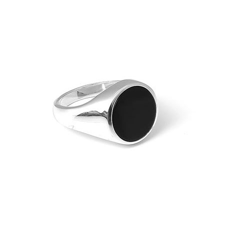 Black Onyx Signet Pinky Ring for Men and Women Sterling Silver