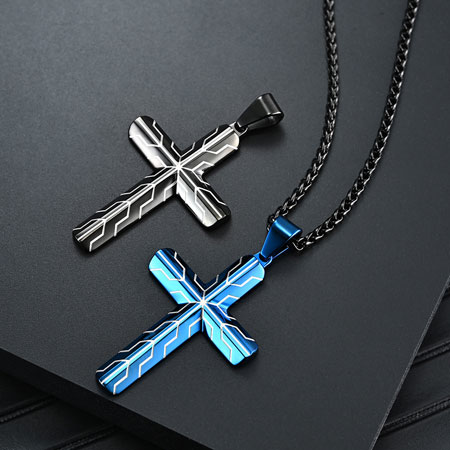 Black Titanium Cross Necklace Pendant for Men