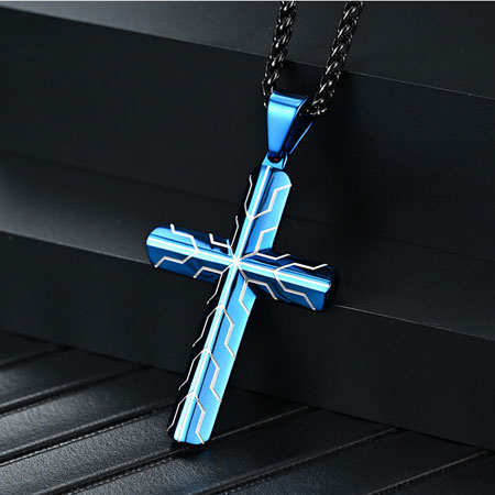 Black Titanium Cross Necklace Pendant for Men