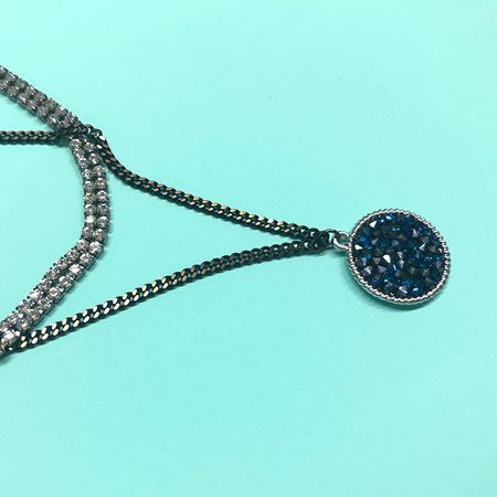 Blue Sparkling Circle Pendant Necklace With Crystals from Swarovski for Women