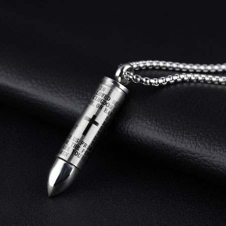 Bullet Necklace for Ashes in Titanium Steel