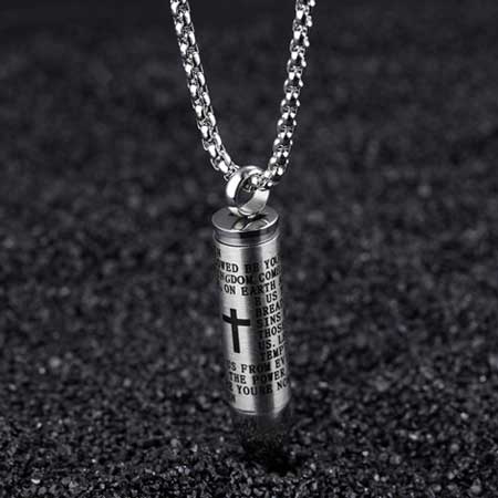 Bullet Necklace for Ashes in Titanium Steel