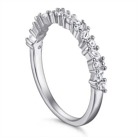 Sterling Silver CZ Diamond Flower Wedding Ring