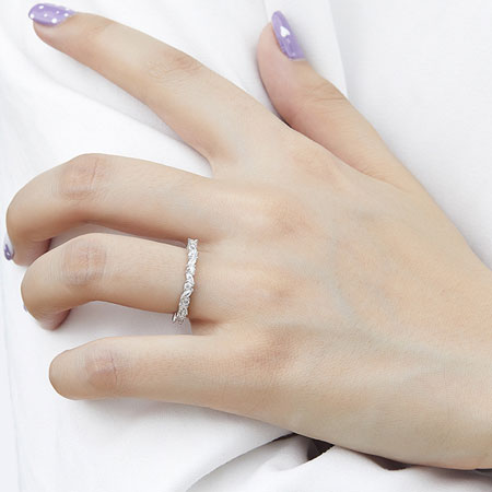 Sterling Silver CZ Diamond Flower Wedding Ring