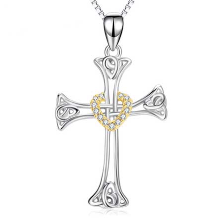 Sterling Silver Celtic Cross Necklace for Women