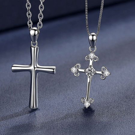 Couple Cross Necklaces in Sterling Silver