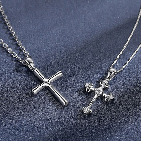 Couple Cross Necklaces in Sterling Silver