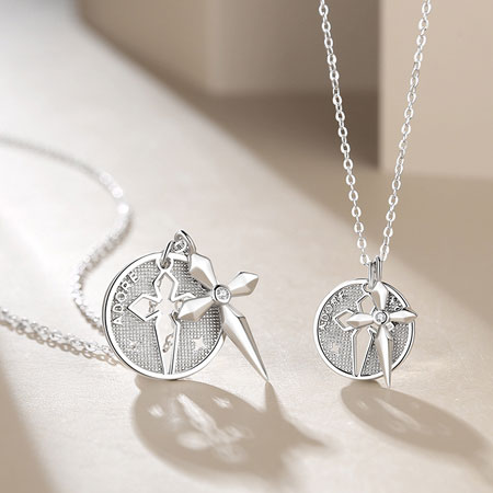 Couples Cross Necklace Set in Sterling Silver
