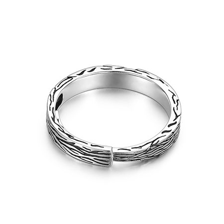 Cracked Texture Couple Rings in Sterling Silver