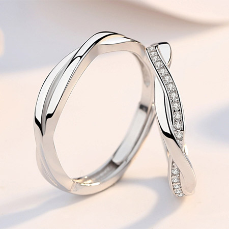 Criss Cross Wedding Rings for Him and Her