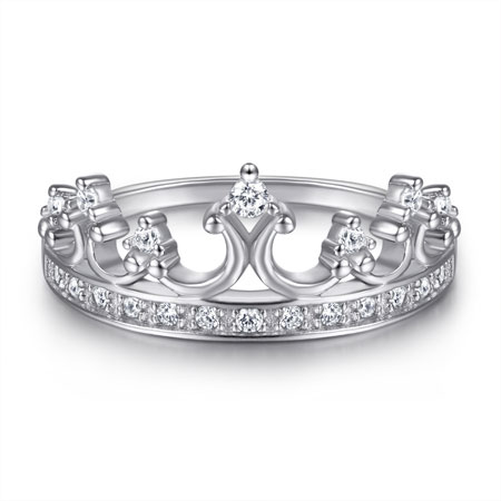 Crown Wedding Ring for Women in Sterling Silver