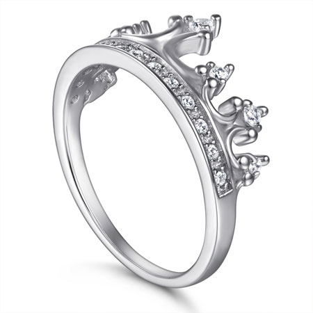 Crown Wedding Ring for Women in Sterling Silver