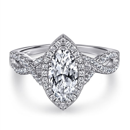 Cubic Zirconia Marquise Halo Engagement Ring in Sterling Silver