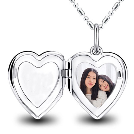 Custom Heart Locket Necklace with Picture Sterling Silver