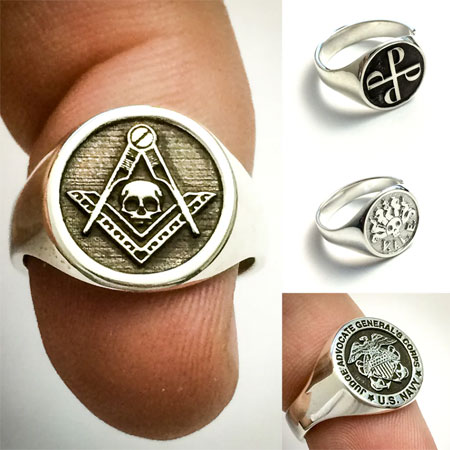 Custom Logo Rings in Sterling Silver Copper Gold