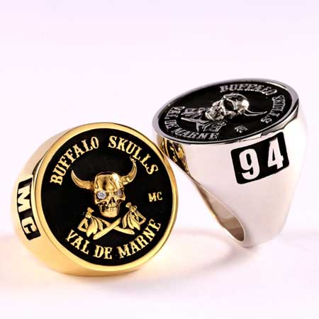 Custom Motorcycle Club Rings in Sterling Silver Copper Gold