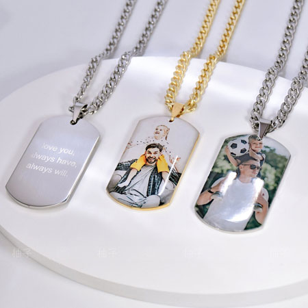 Customized Dog Tag Necklace with Picture Engraved Titanium Stainless Steel