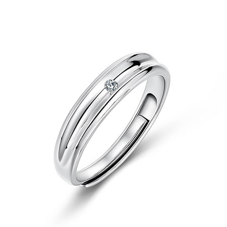 Cute Couple Rings with 1 Carat CZ Diamond in Sterling Silver