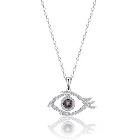 Cute Evil Eye Necklace Pendant in Sterling Silver