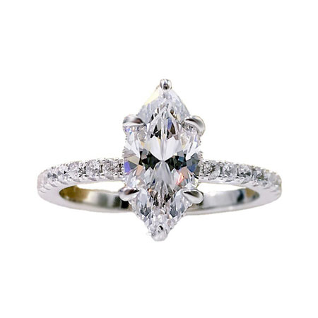 Dainty Marquise Engagement Ring With Side Stones Sterling Silver