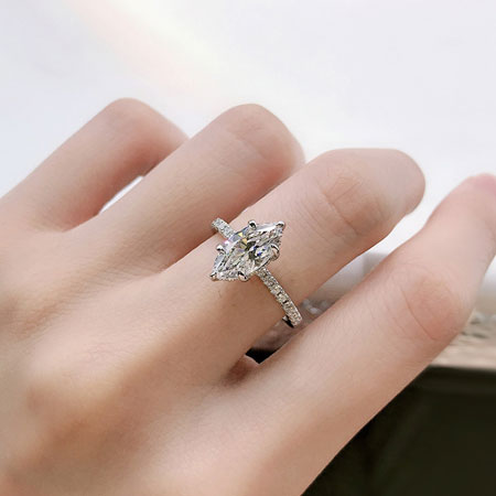 Dainty Marquise Engagement Ring With Side Stones Sterling Silver