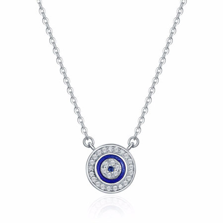 Dainty Round Evil Eye Necklace in Sterling Silver