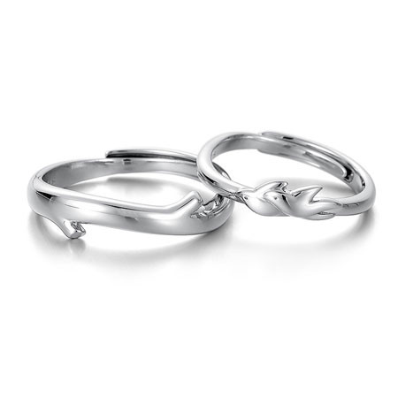 Double Birds Branch Couple Ring in Sterling Silver