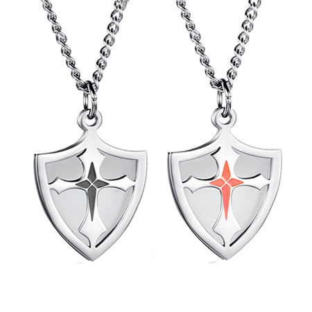 Double Layer Shields of Strength Cross Necklace